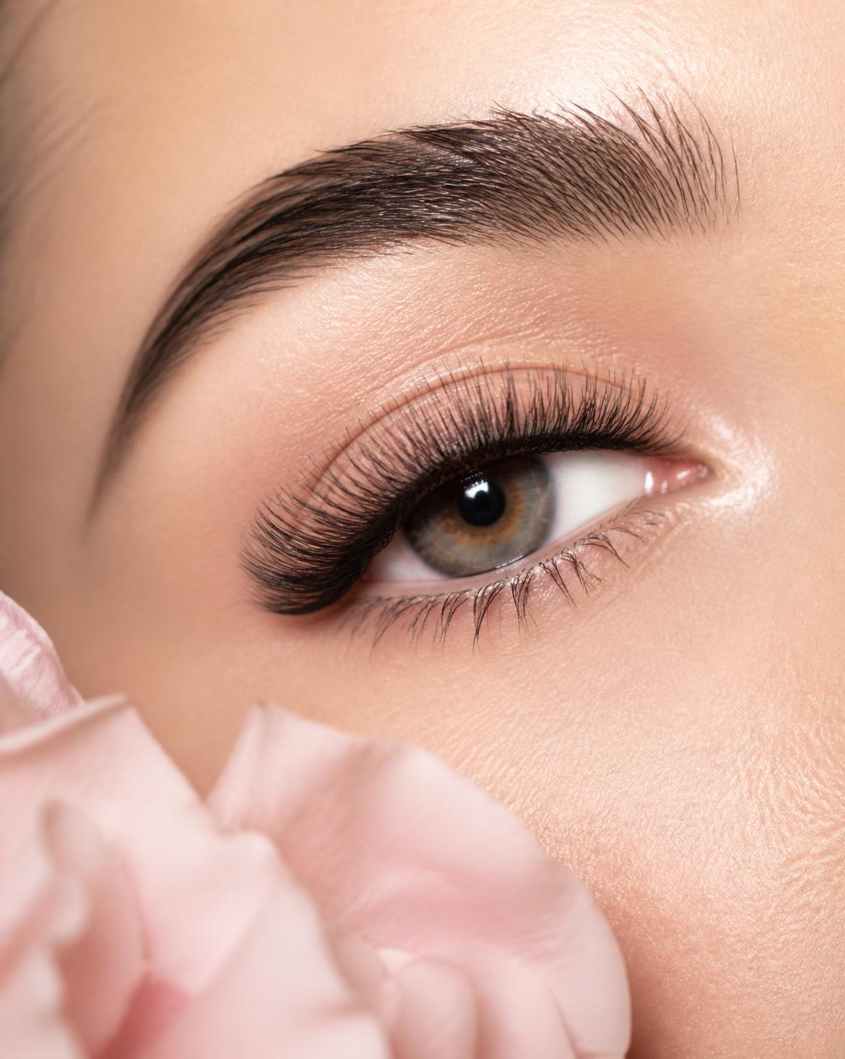 Olhos femininos com extensão de cílios